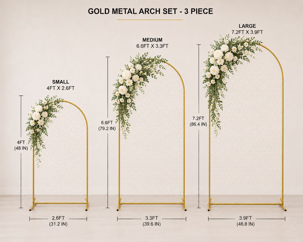Gold Metal Arch Set — 3 Piece — ISC Events & Rentals