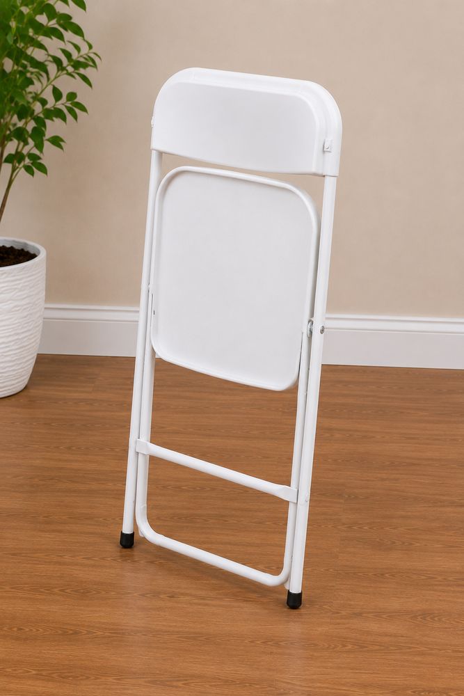 White Folding Chair — Back View — ISC Events & Rentals